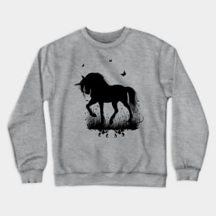 Beautiful unicorn with flying dragon in the sky Crewneck Sweatshirt